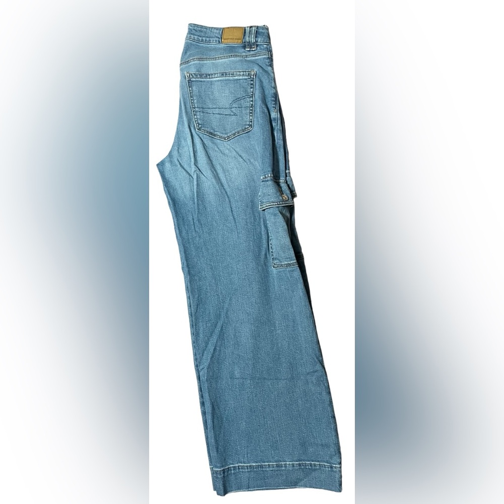 American Eagle Women’s Super High Rise Baggy Wide Leg‎ Stretch Jeans Size 10